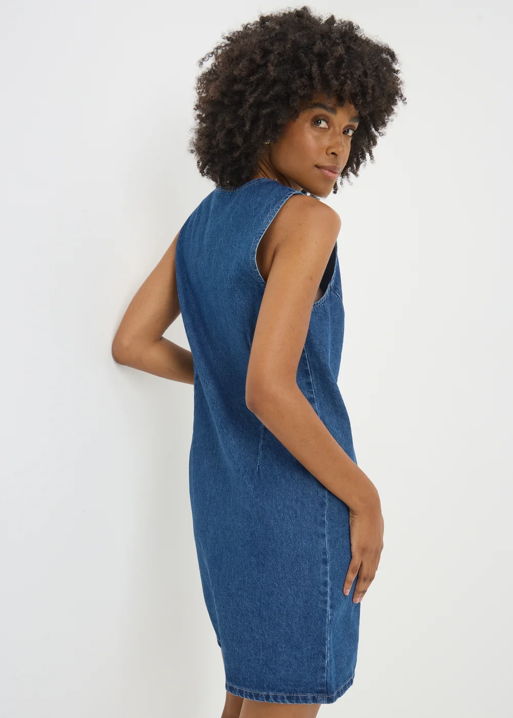 matalan denim dress Denim Midwash Scalloped Collar Mini Dress - Size 8