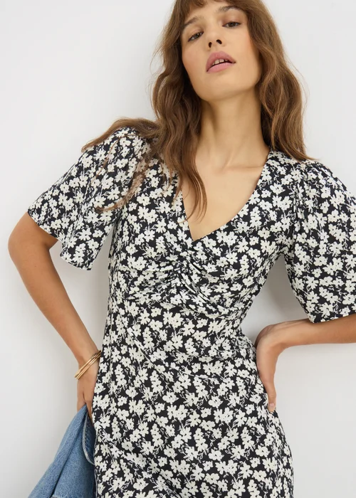 Black Floral Mono Mini Dress - 8 Image 1