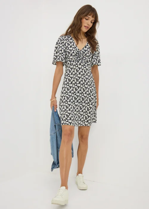 Black Floral Mono Mini Dress - 8 Image 2