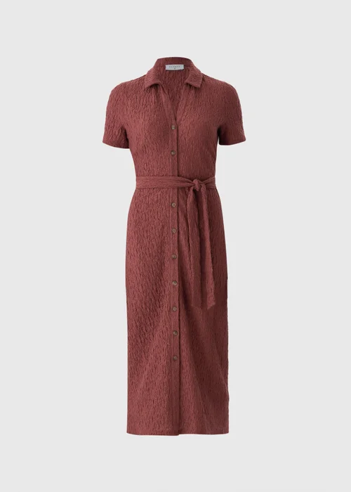 Dark Pink Textured Shirt Midi Dress - 28 Image 4