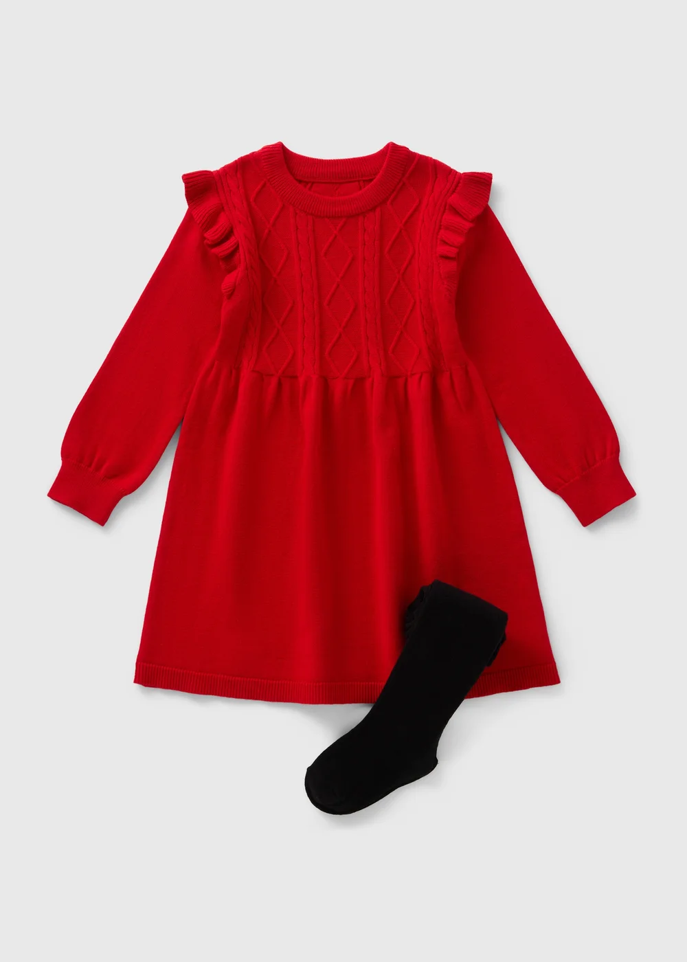Girls Red Knitted Dress & Tights (1-7yrs) - 1-1.5 Yrs | Matalan Girls Red Knitted Dress & Tights (1-7yrs) - 1-1.5 Yrs | Matalan