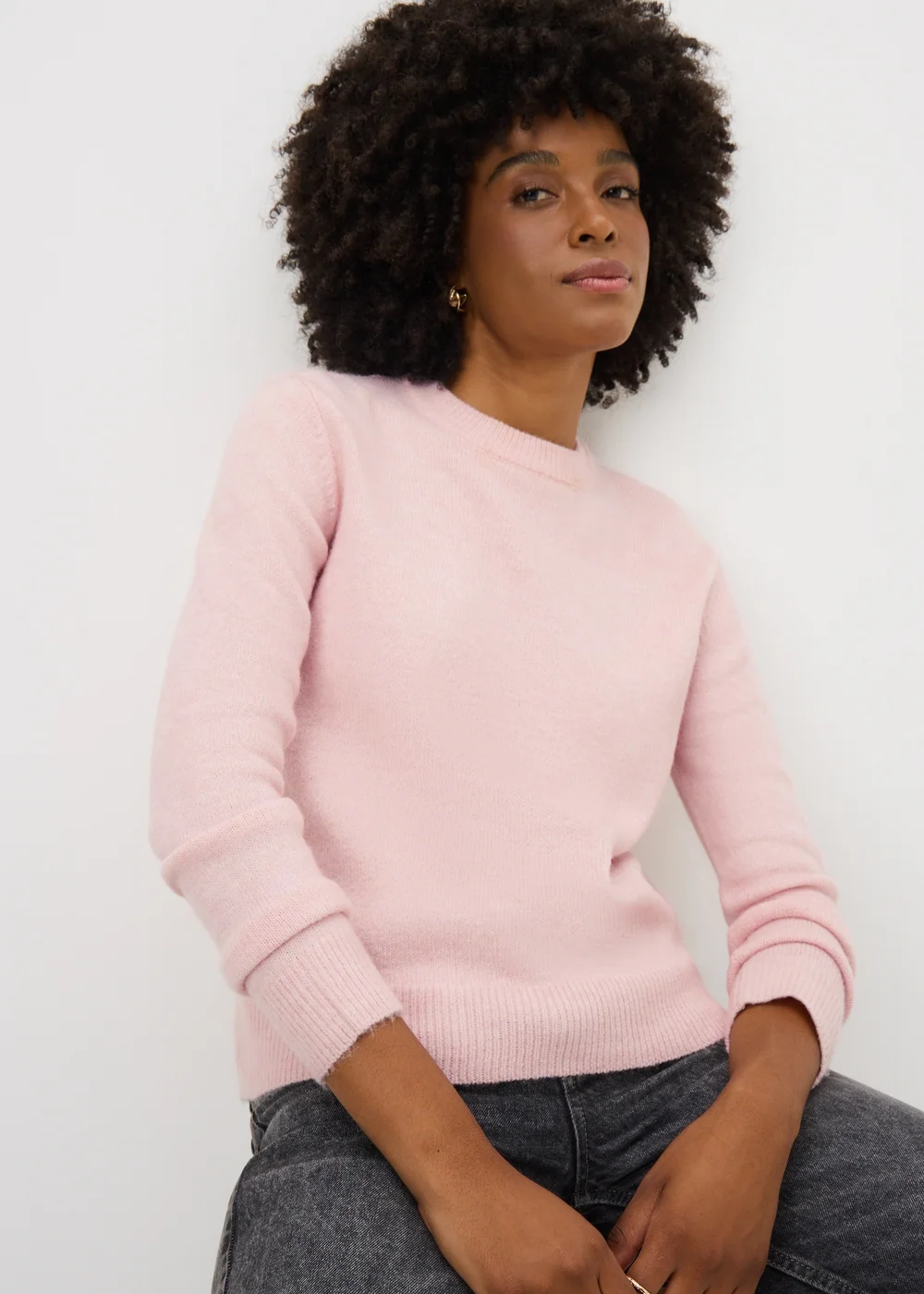 Light Pink Crew Neck Jumper - XS Image 1