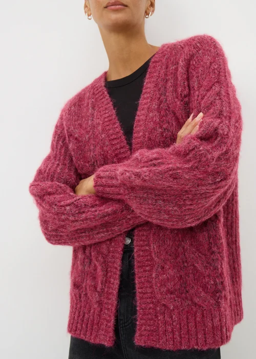 Raspberry Cable Knit Cardigan - XS Image 3