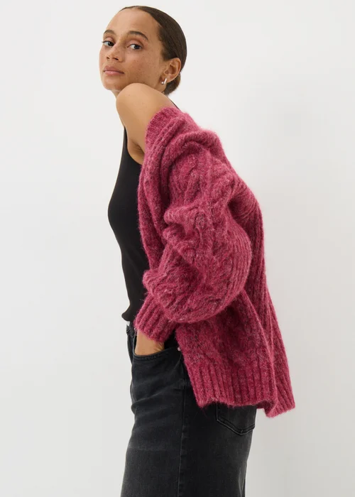 Raspberry Cable Knit Cardigan - XS Image 2
