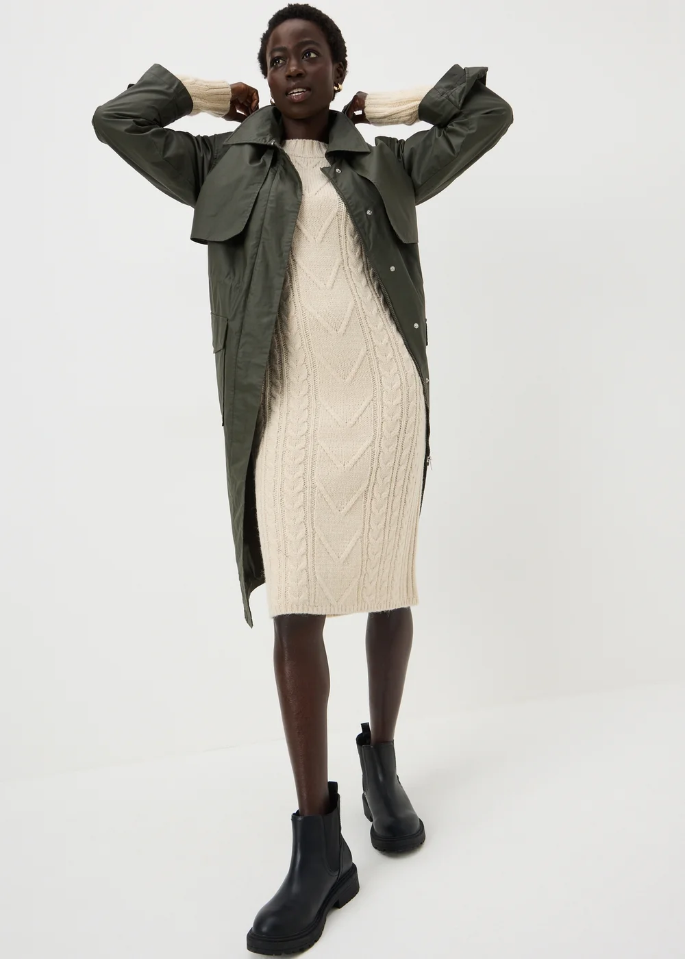 Cream Maxi Knitted Cable Dress - XS | Matalan Cream Maxi Knitted Cable Dress - XS | Matalan