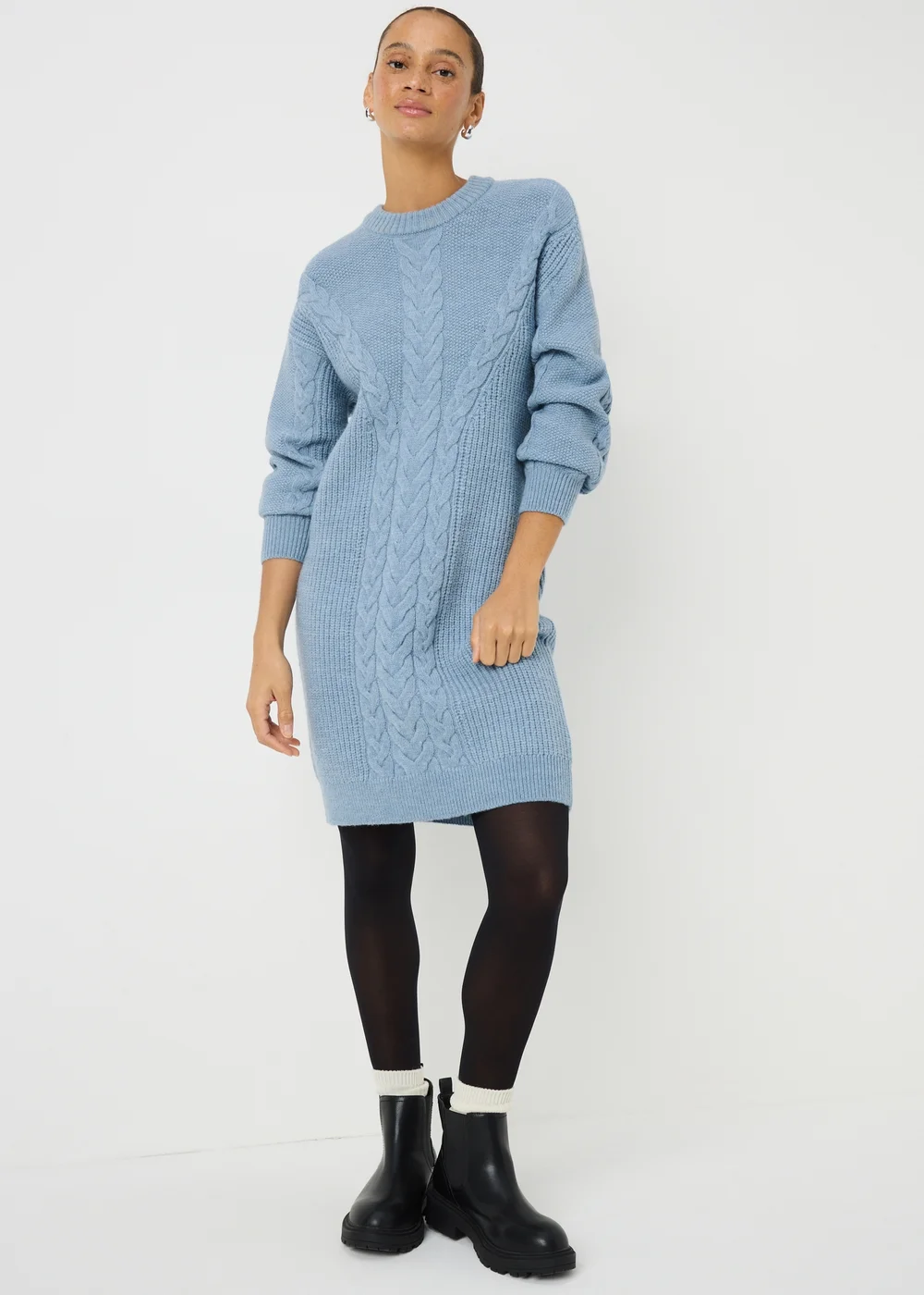 Denim Blue Cable Knit Dress - M | Matalan Denim Blue Cable Knit Dress - M | Matalan