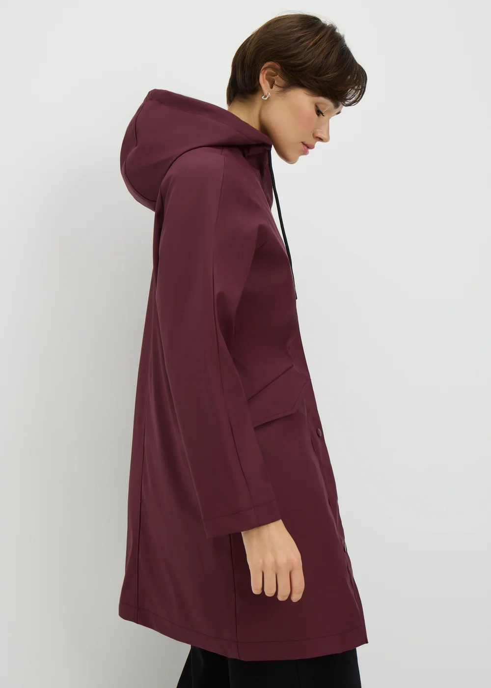 Burgundy Rubberised Showerproof Long Parka Coat - 8 Image 2