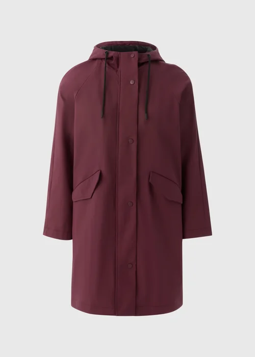 Burgundy Rubberised Showerproof Long Parka Coat - 8 Image 3