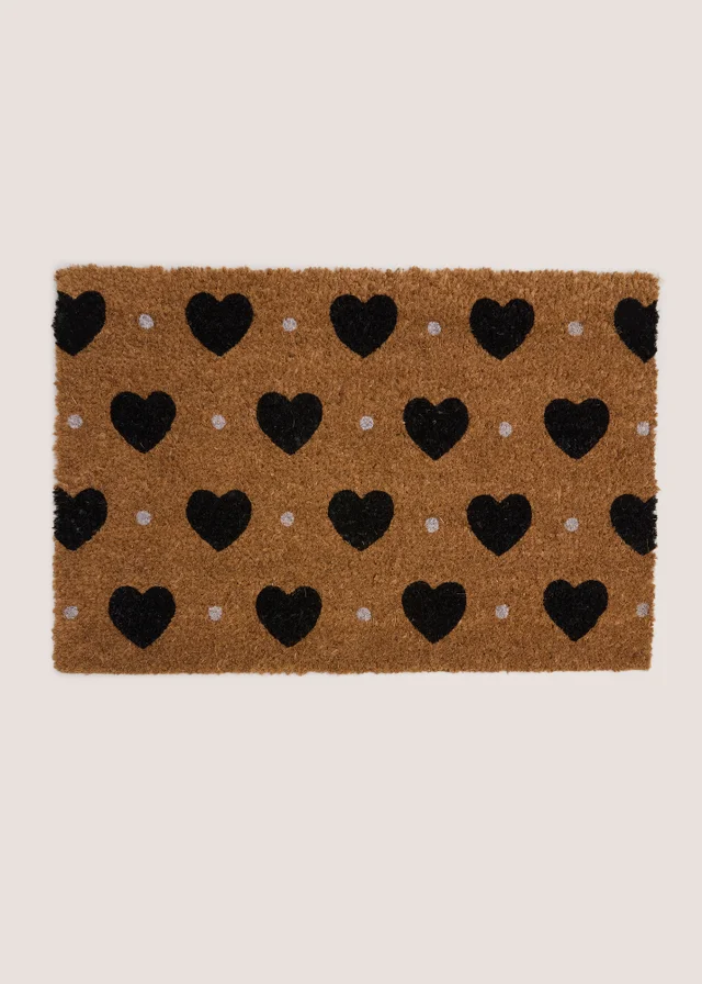 Black Heart Door Mat