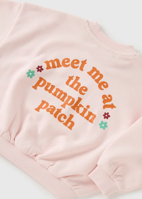 Girls Pink Pumpkin Sweatshirt (1-7yrs) - 1-1.5 Yrs Image 2