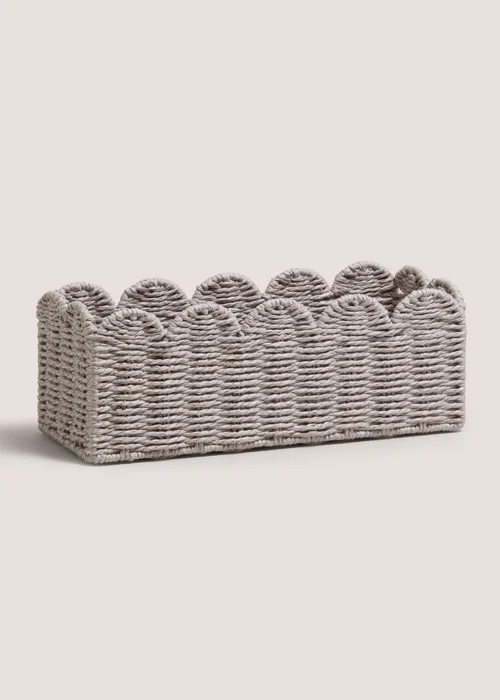 Grey Scalloped Window Storage Basket Image 1