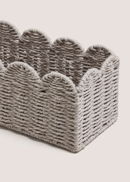 Grey Scalloped Window Storage Basket Image 2