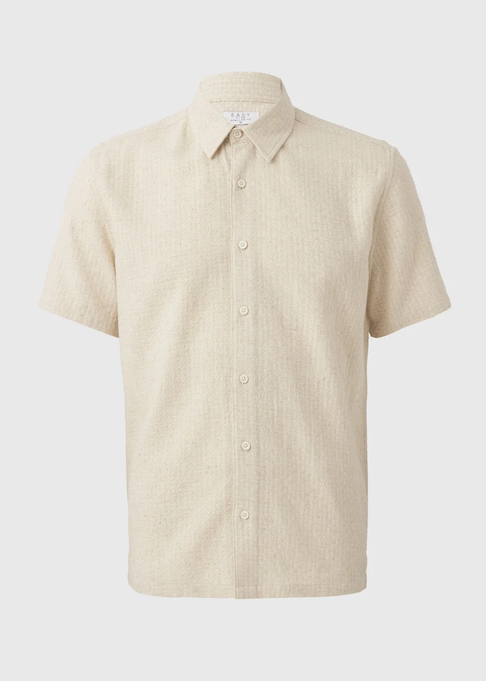 Ecru Textured Linen Blend Shirt - S Image 4