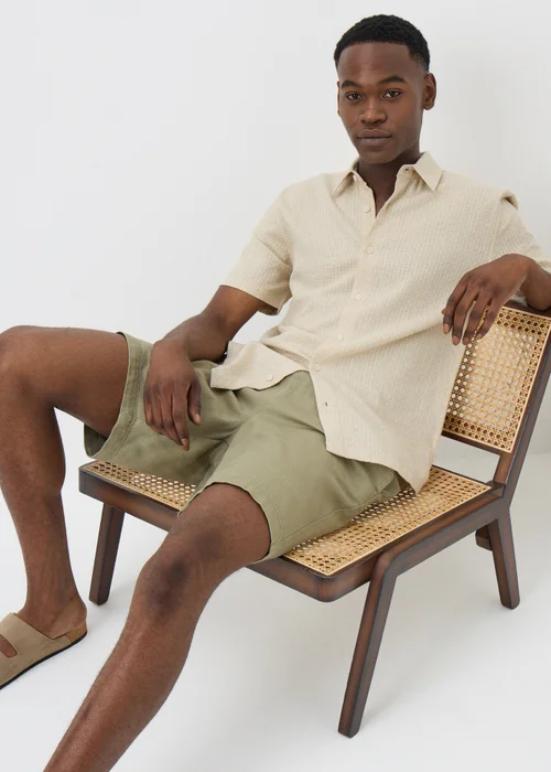 Ecru Textured Linen Blend Shirt - S Image 2