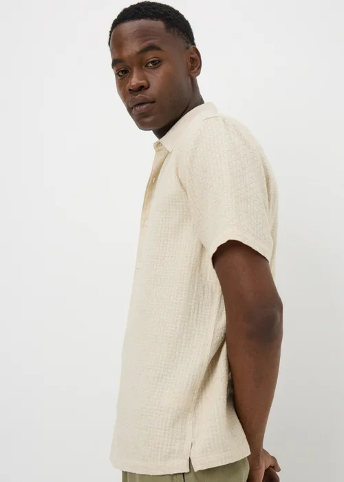 Ecru Textured Linen Blend Shirt - S Image 3