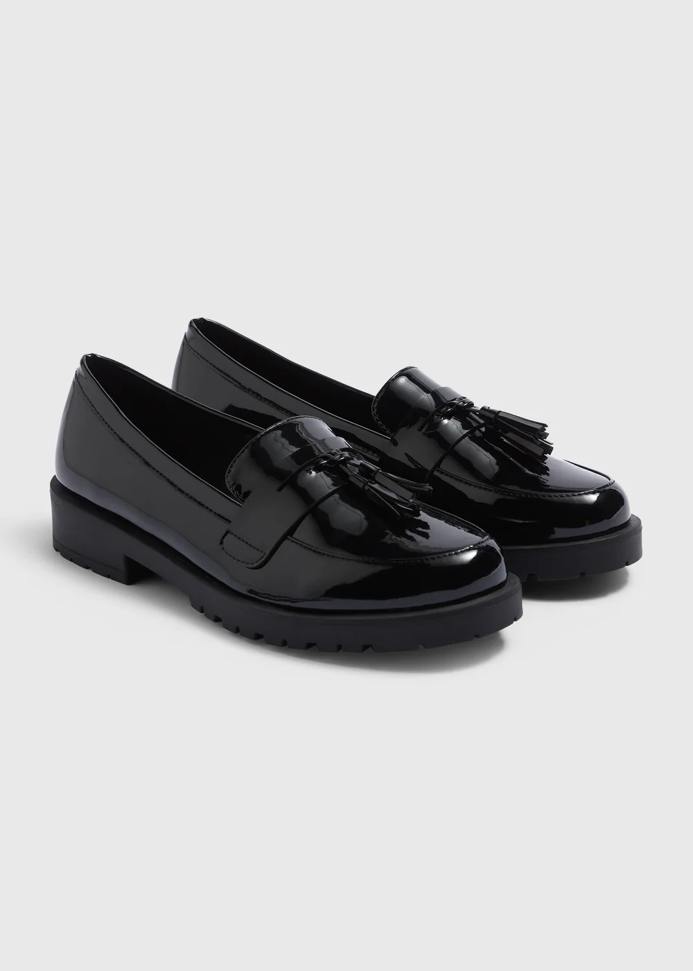 Black Chunky Patent Leather Loafers - Size 3 Image 1