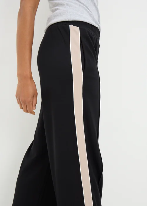 Black Wide Leg Side Stripe Trousers - 22/L29 Image 2