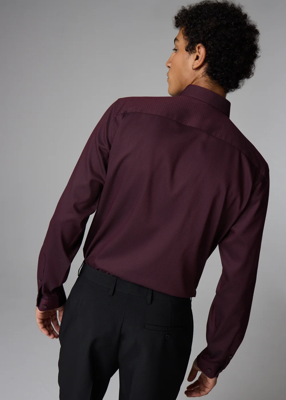 Taylor & Wright Burgundy Textured Geometric Shirt - S Image 3
