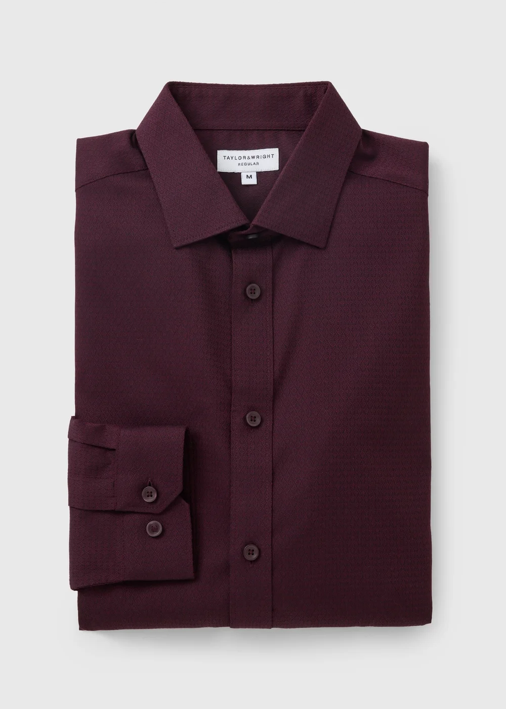 Taylor & Wright Burgundy Textured Geometric Shirt - S Image 5