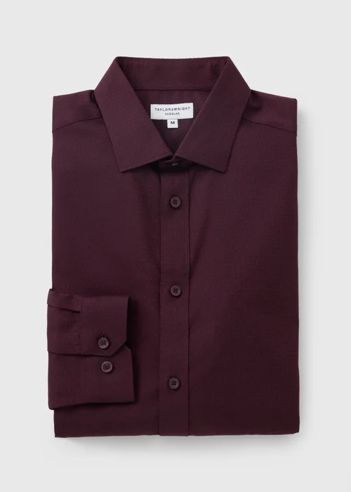 Taylor & Wright Burgundy Textured Geometric Shirt - S Image 5