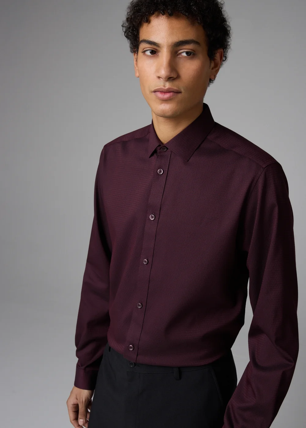 Taylor & Wright Burgundy Textured Geometric Shirt - S Image 1