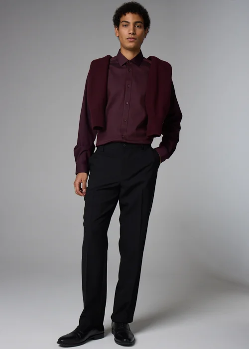 Taylor & Wright Burgundy Textured Geometric Shirt - S Image 2