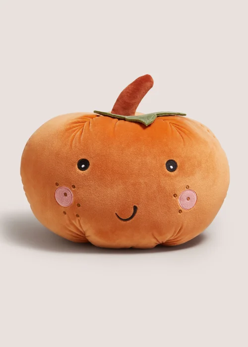 Orange Smiley Pumpkin Shape Cushion Image 1