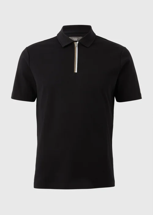 Black 1/4 Zip Liquid Cotton Polo Shirt - XS Image 3