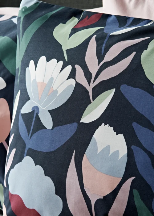 Navy Floral Design Duvet Set - Single Image 2