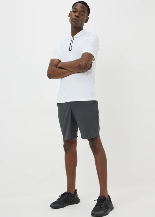 Souluxe White Printed 1/4 Zip Golf Polo Top - S Image 3