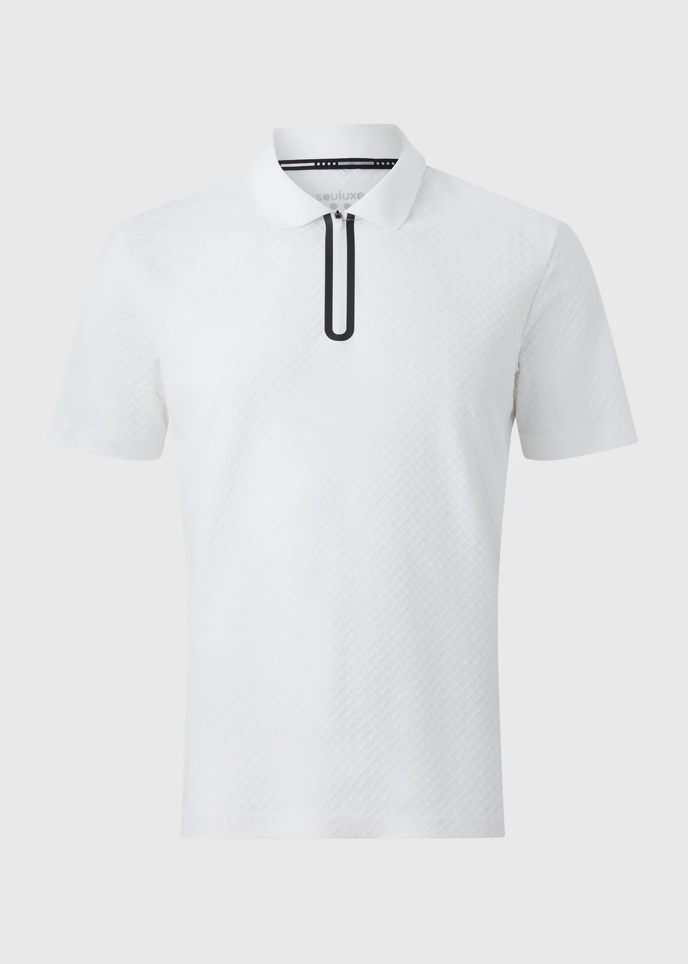 Souluxe White Printed 1/4 Zip Golf Polo Top - S Image 4