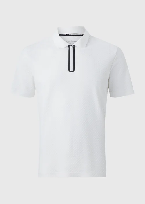 Souluxe White Printed 1/4 Zip Golf Polo Top - S Image 4