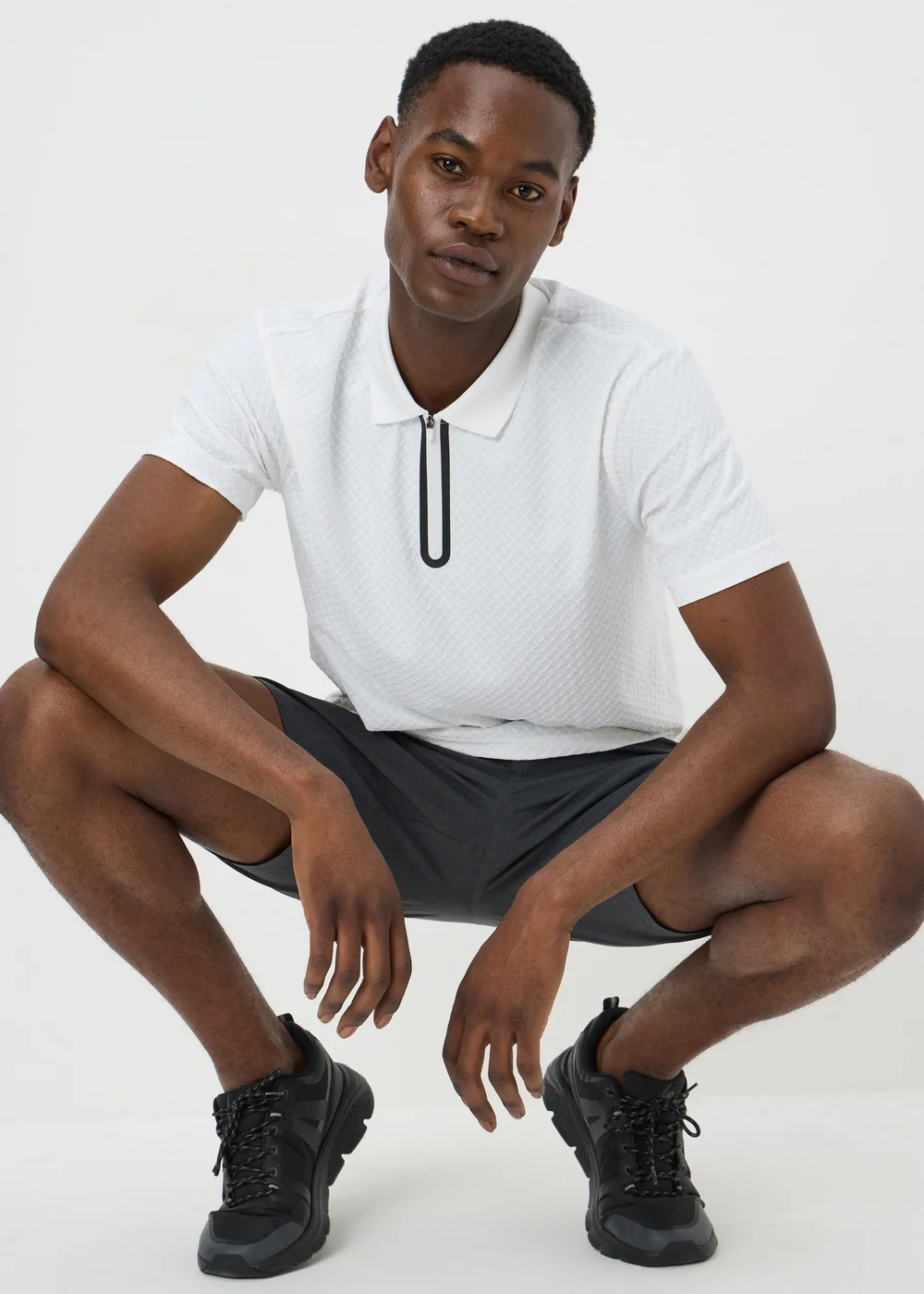 Souluxe White Printed 1/4 Zip Golf Polo Top - S Image 2