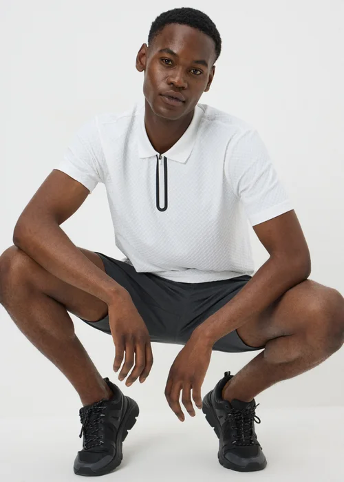 Souluxe White Printed 1/4 Zip Golf Polo Top - S Image 2