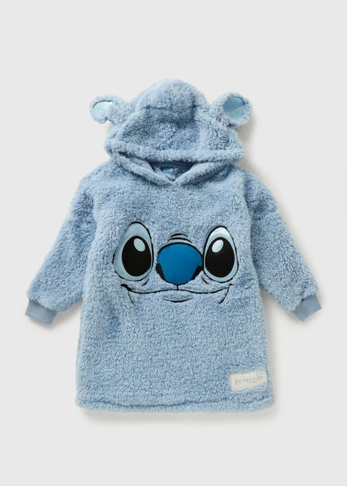 Disney Kids Blue Stitch Borg Snuggle Hoodie (3-13yrs) - Small Image 1