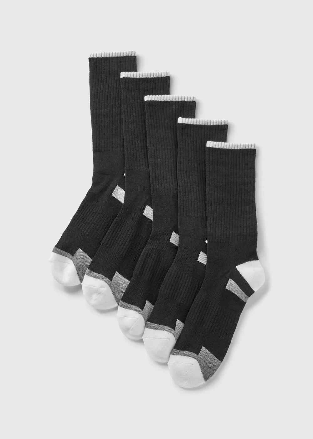 5 Pack Black Athletic Sports Socks - 6-8.5 Image 1