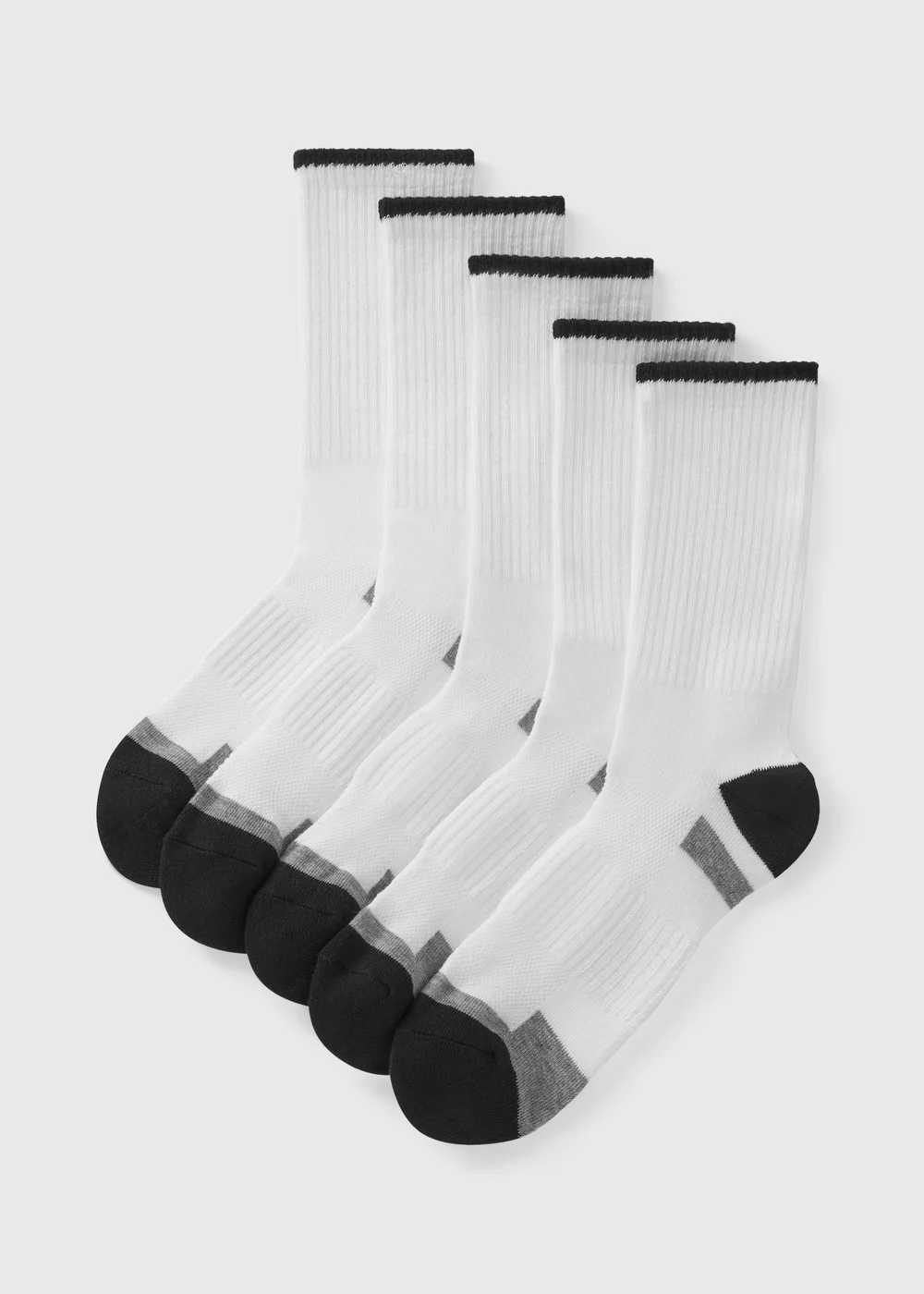 5 Pack White Athletic Sports Socks - 6-8.5 Image 1