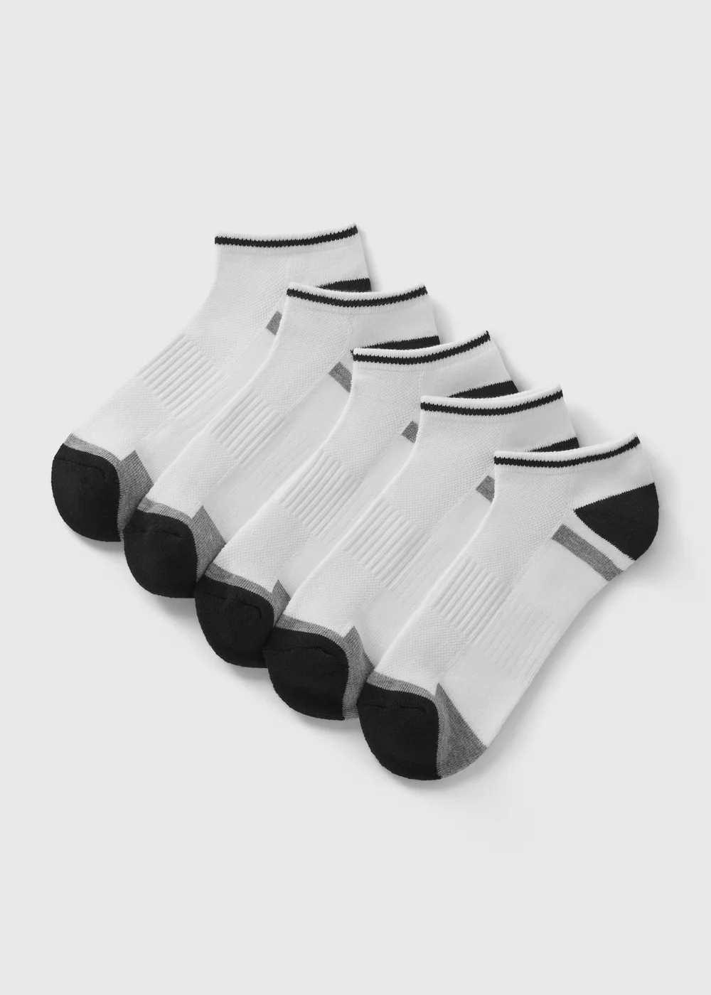 5 Pack White Athletic Trainer Socks - 9-12 Image 1
