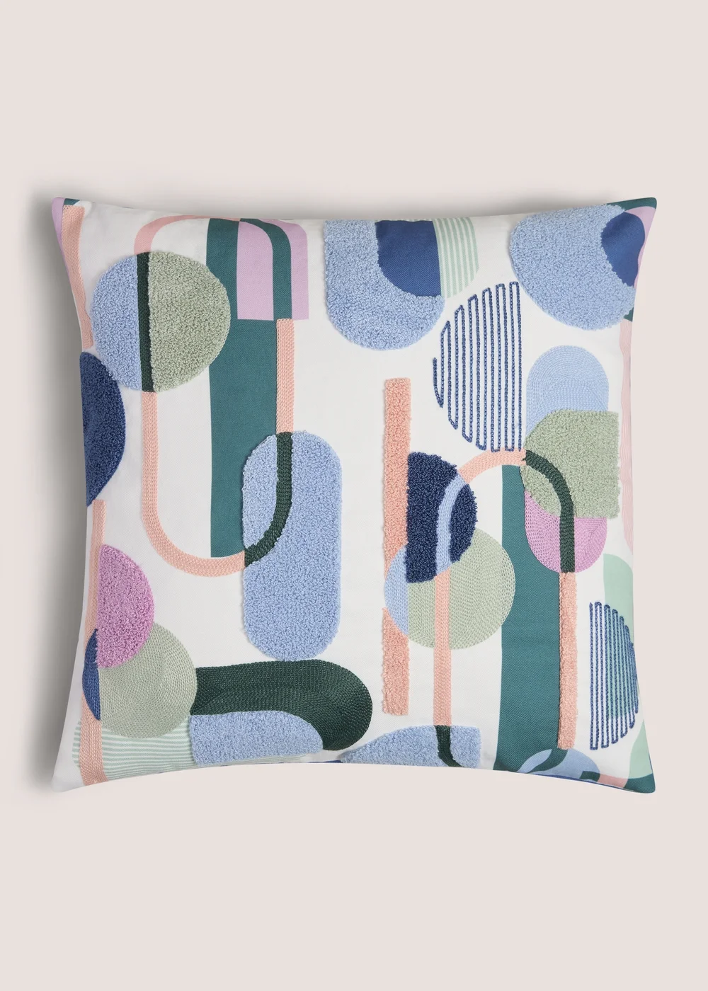 Blue Geometric Tufted Cushion Image 1