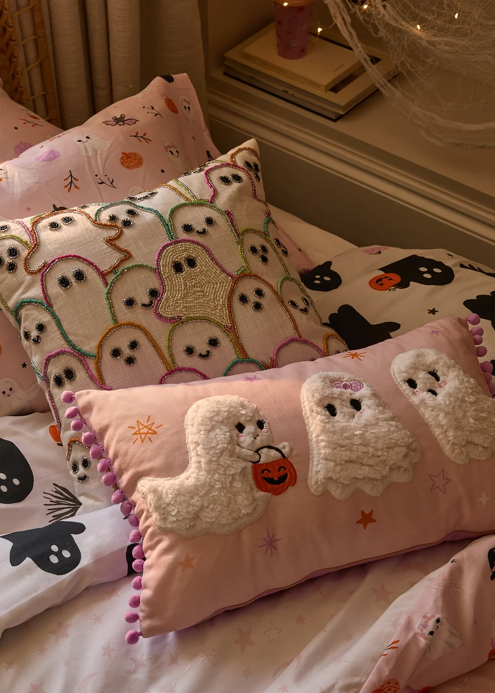 Pink Halloween Ghost Cushion Image 2