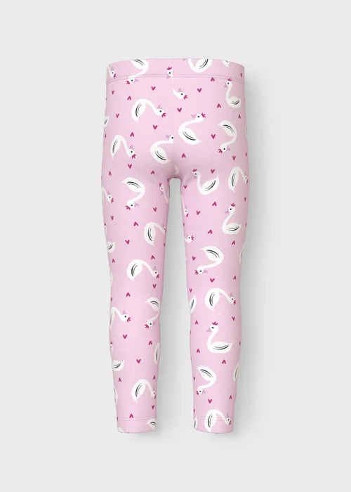 Name It Girls Pink Swan Leggings (1.5-6yrs) - 1.5 - 2 Years Image 2