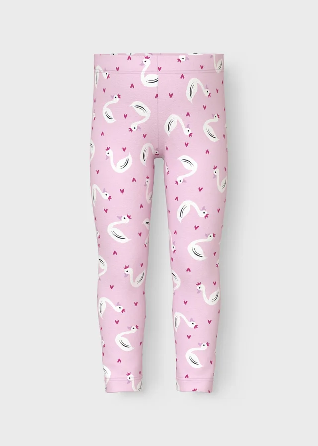 Name It Girls Pink Swan Leggings (1.5-6yrs)