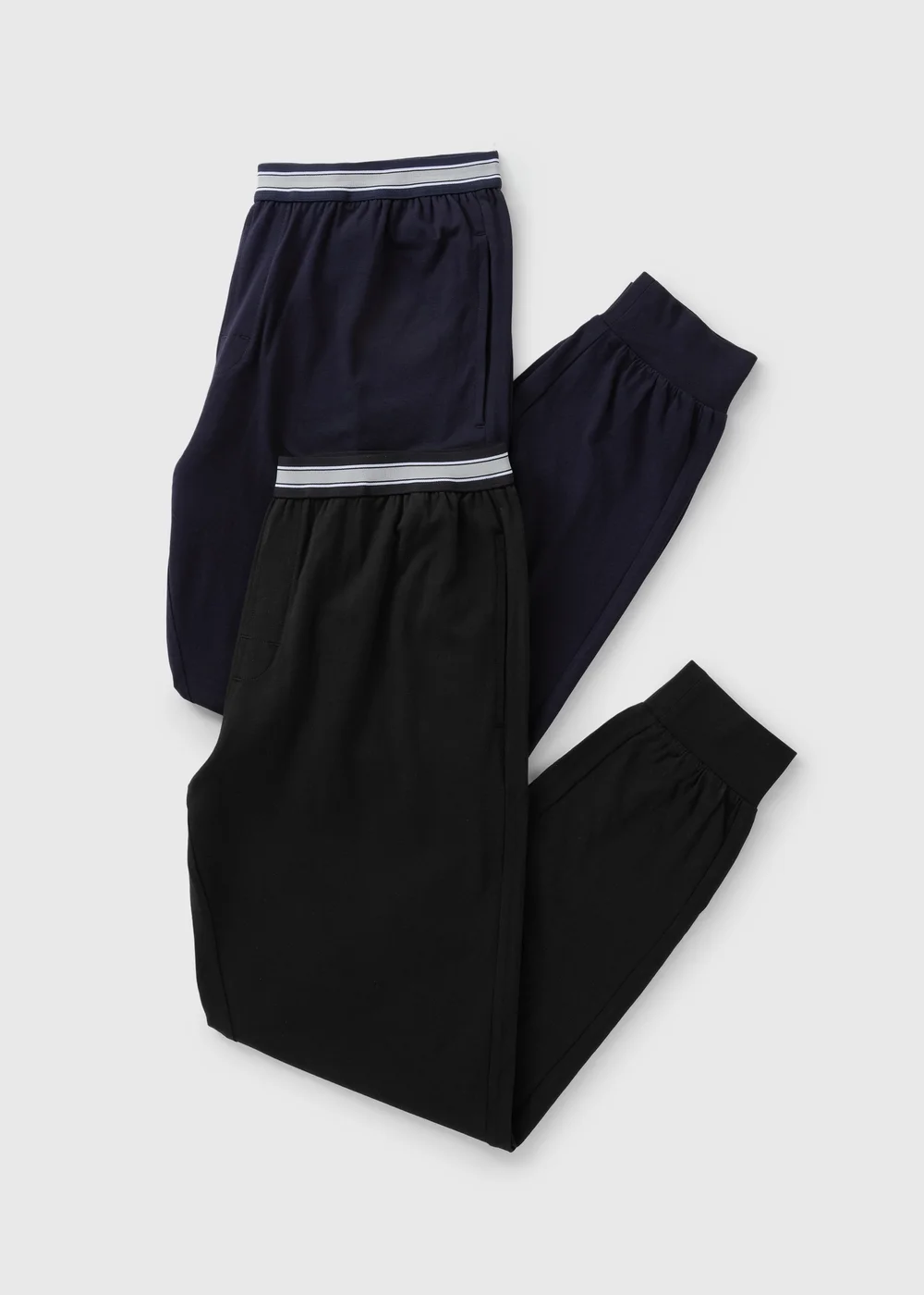 2 Pack Navy Waistband Pyjama Jogging Bottoms - Large Image 2