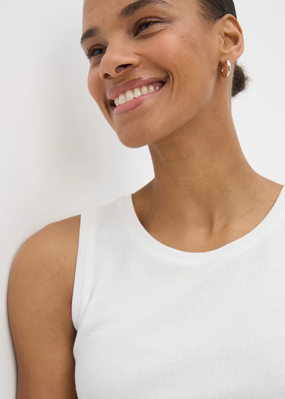 Cream Ribbed Pyjama Vest - Extra small Image 1