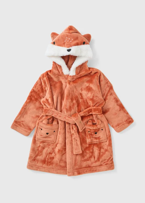 Boys Orange Fox Dressing Gown (1-7yrs) - 1 half year to 2 Image 1