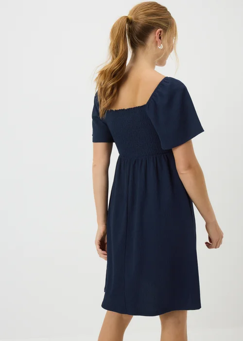 Navy Shirred Mini Dress - 8 Image 2