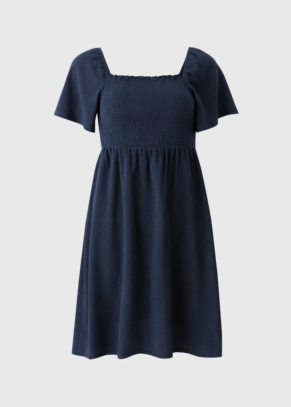 Navy Shirred Mini Dress - 8 Image 3