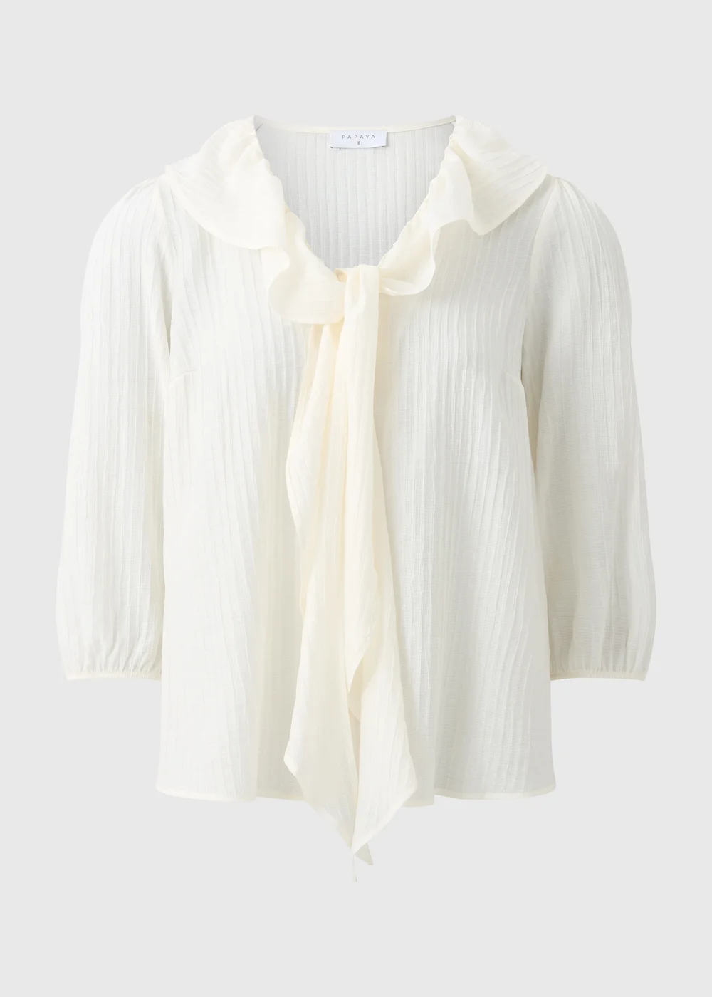 White Frill Tie Neck Blouse - 8 Image 4