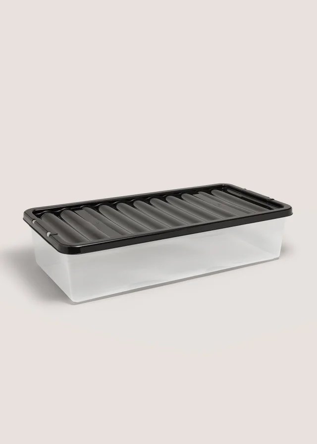 Black 42L Under Bed Storage Box with Lid