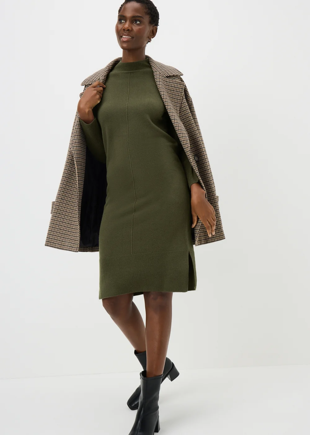 Dark Green High Neck Jumper Dress - 8 | Matalan Dark Green High Neck Jumper Dress - 8 | Matalan